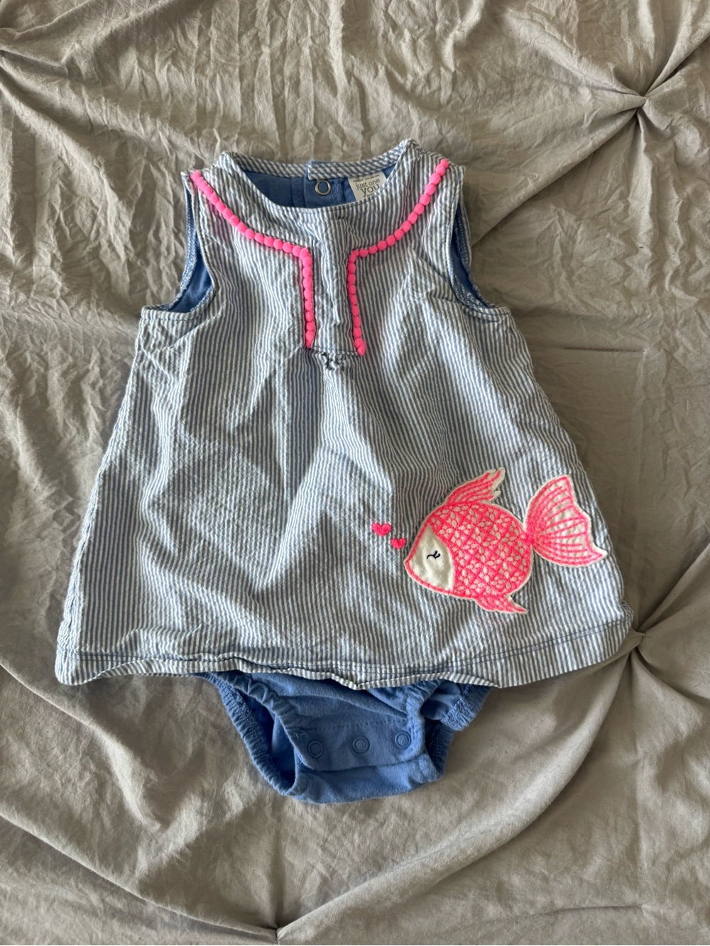 Just One You by Carter’s Baby One-Piece Dress with Pink Fish Appliqué